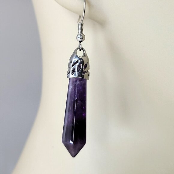 Jewelry - Purple Crystal Dangle Faceted Drop Earrings